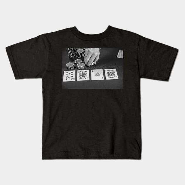 Poker player placing a bet Kids T-Shirt by yackers1